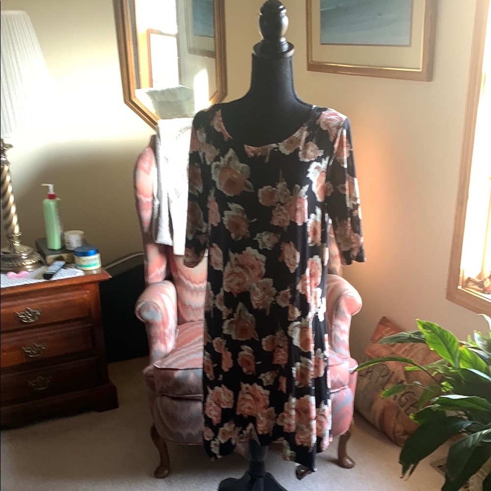 Wilde Bella Black and Pink Midi Sundress with Scoop Neck